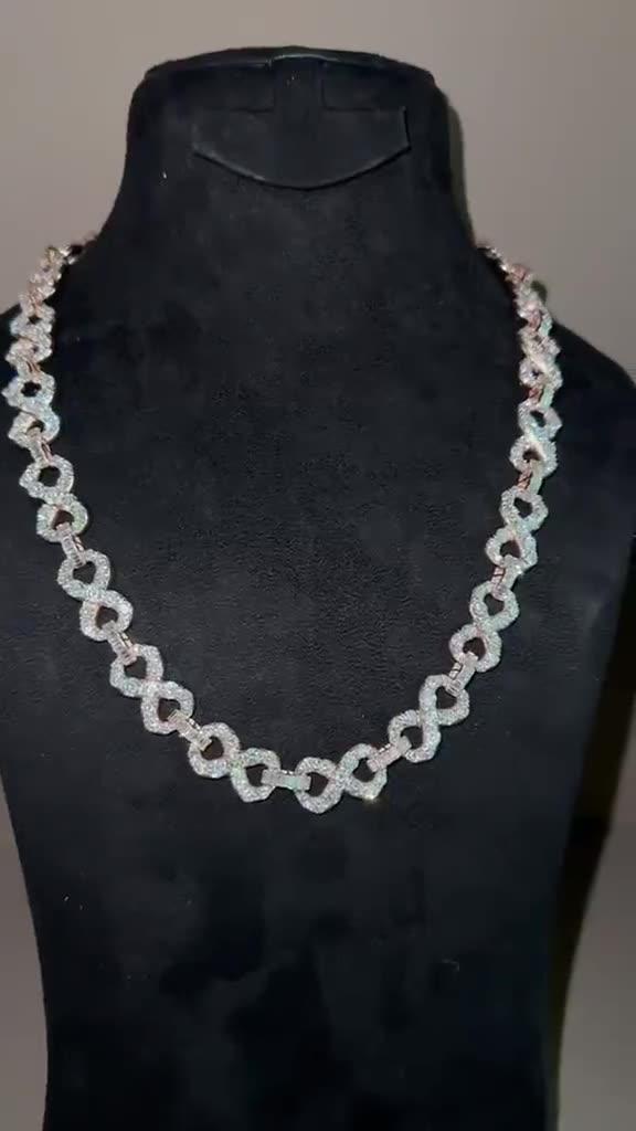 Diamond Infinity Link Chain — 18ct white gold, pavé infinity links at a 20-inch drop