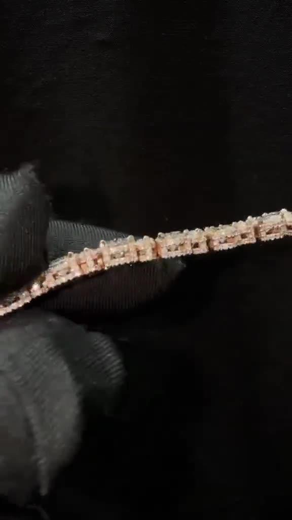 Rose Gold Pear & Round Diamond Tennis Chain — 18ct rose gold, alternating pear and round brilliants